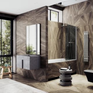 Шторка на ванну MaybahGlass MGV-791-5 80см хром матовый